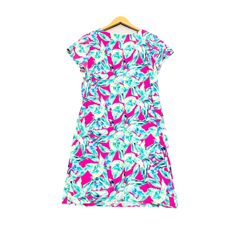 Cappagallo Dress Short Sleeve Novelty Leaf Print Tropical Flowy Artsy Size: L - Picture 2 of 5